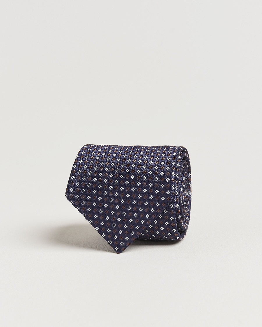 Heren | Business & Beyond - Formal | Amanda Christensen | Silk Printed Flower 8cm Tie Navy