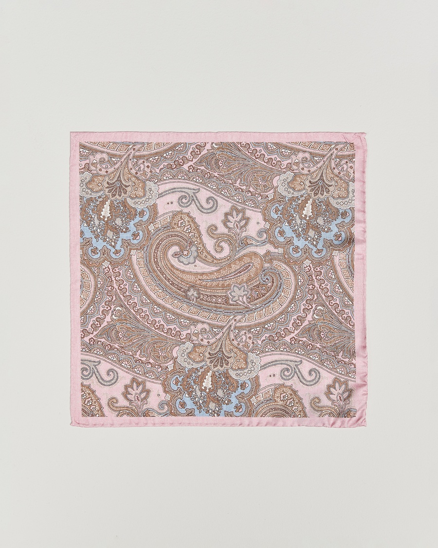 Heren | Business & Beyond - Formal | Amanda Christensen | Silk Twill Large Paisley Pocket Square Pink