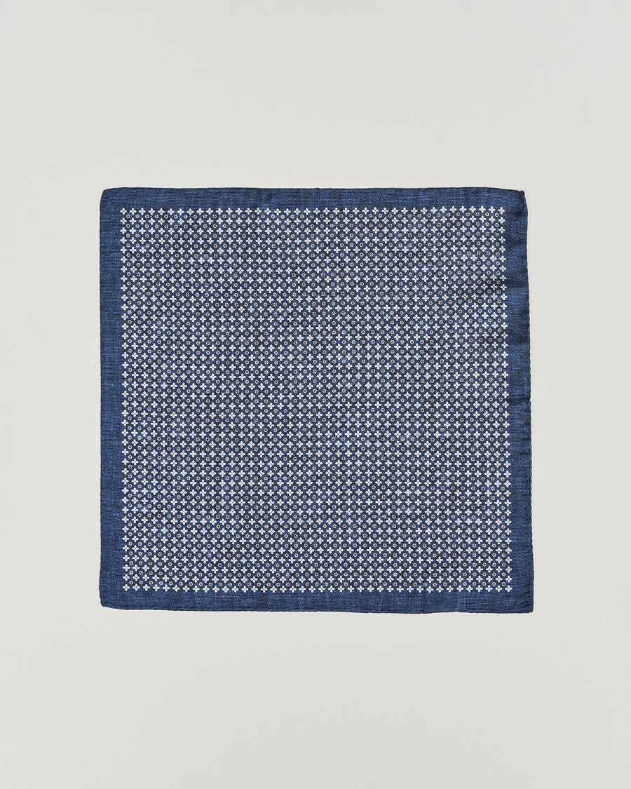 Heren | Business & Beyond - Formal | Amanda Christensen | Silk Twill Printed Flower Pocket Square Navy