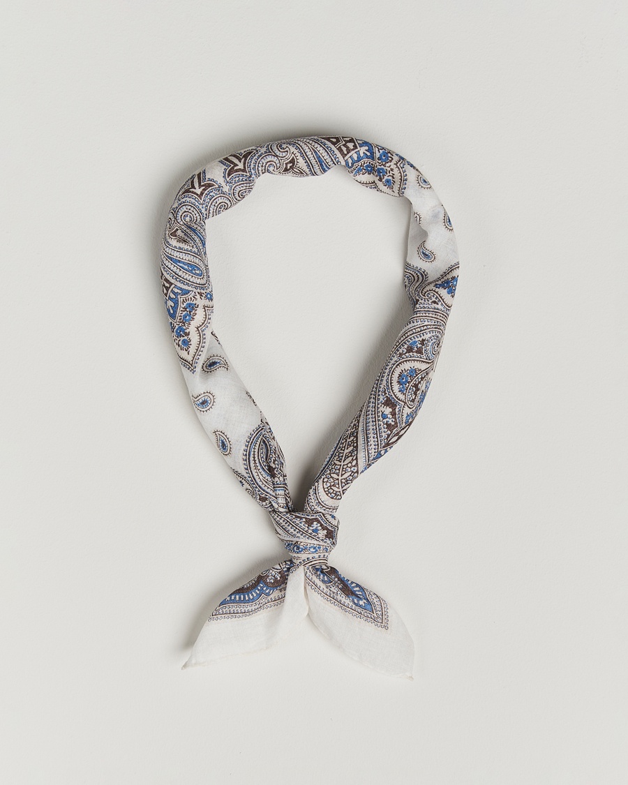Heren | Business & Beyond - Formal | Amanda Christensen | Cotton Voilé Printed Paisley Bandana Cream