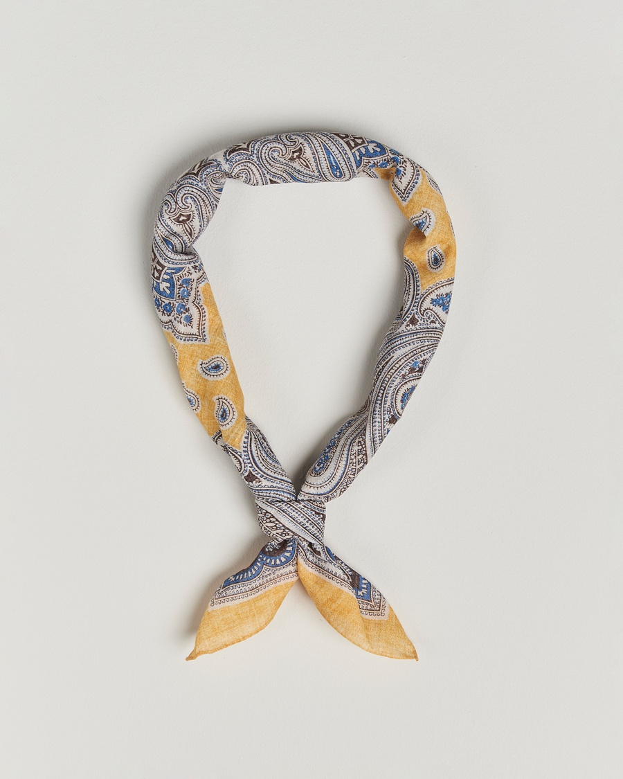 Heren | Business & Beyond - Formal | Amanda Christensen | Cotton Voilé Printed Paisley Bandana Yellow
