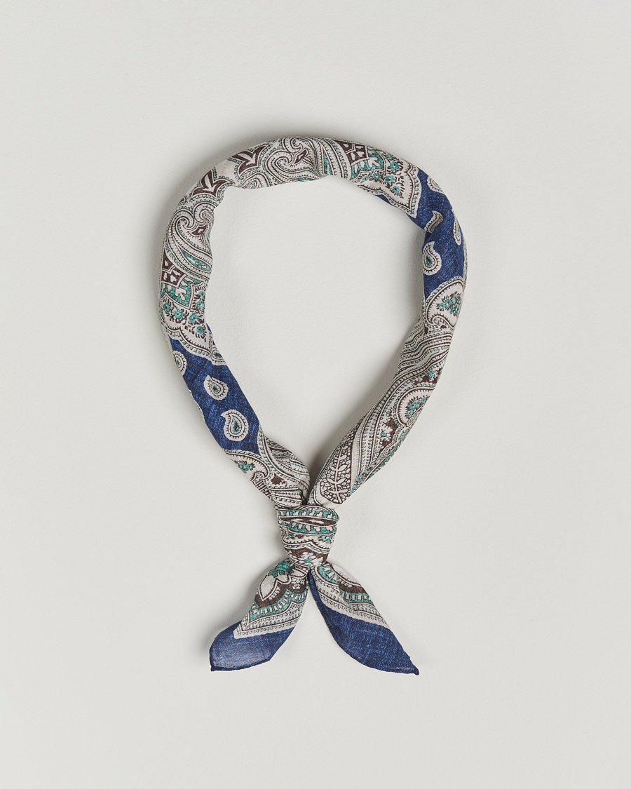 Heren | Business & Beyond - Formal | Amanda Christensen | Cotton Voilé Printed Paisley Bandana Navy
