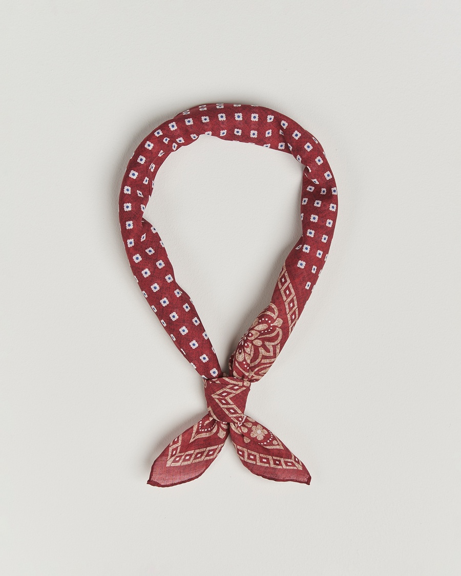 Heren | Business & Beyond - Formal | Amanda Christensen | Cotton Voilé Printed Flower Bandana Bordeaux