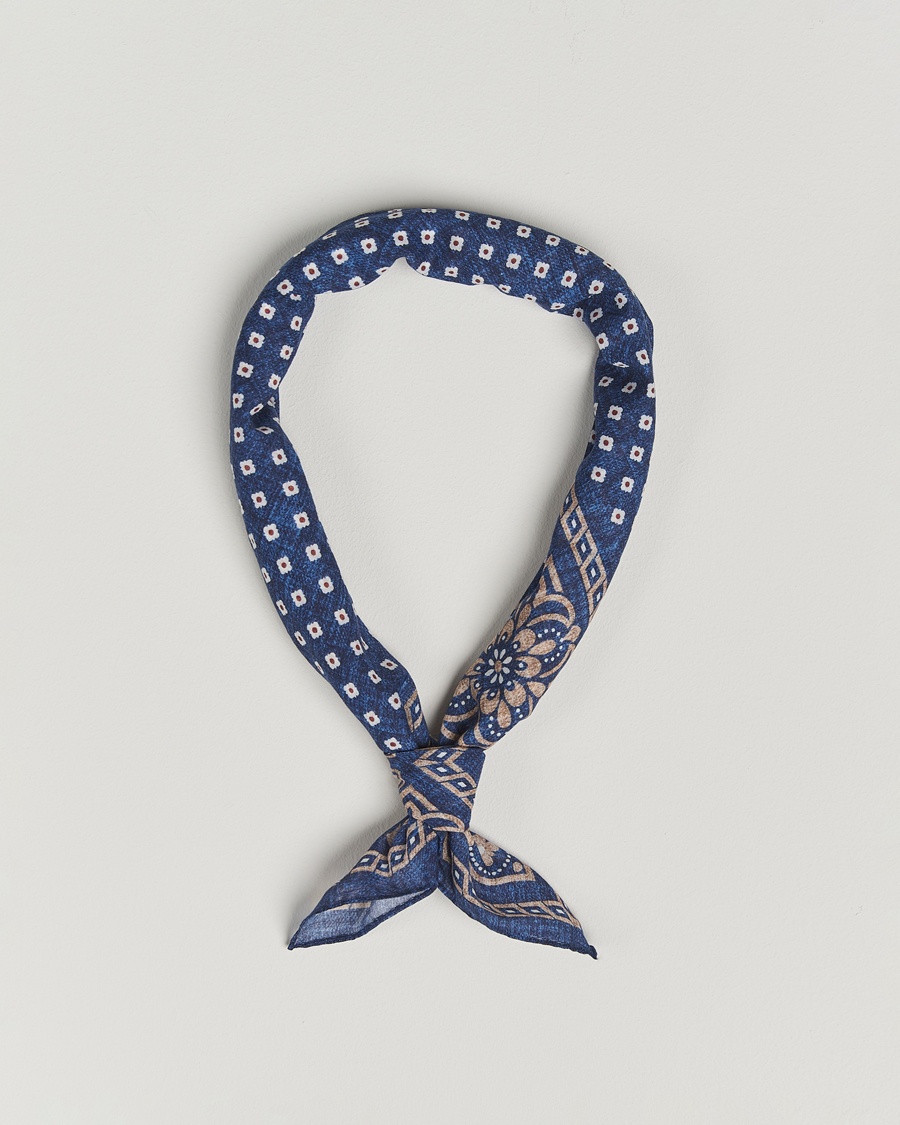Heren | | Amanda Christensen | Cotton Voilé Printed Flower Bandana Navy