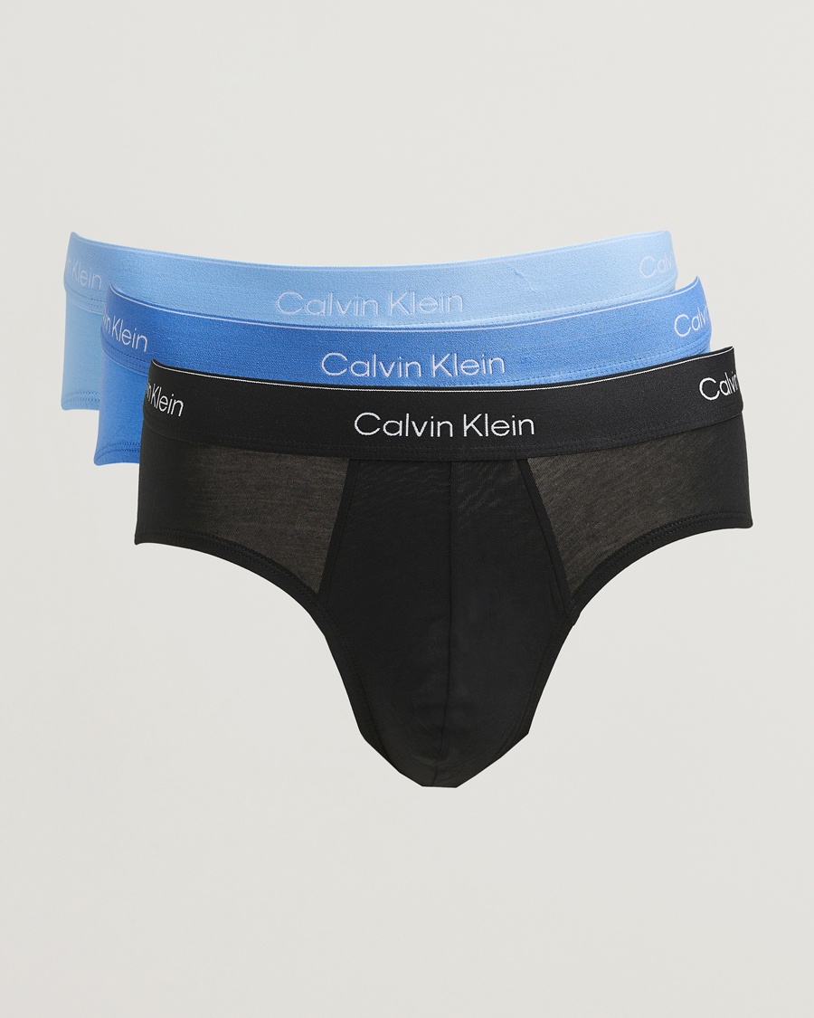 Calvin Klein 3-Pack Icon Cotton Stretch Hip Brief Black/Blue/Light Blue – Blauw
