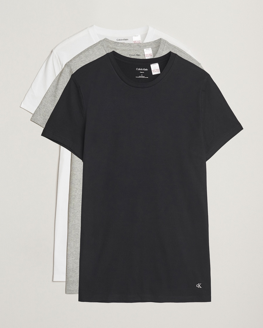 Calvin Klein 3-Pack Cotton Crew Neck T-Shirt White/Black/Grey – Grijs