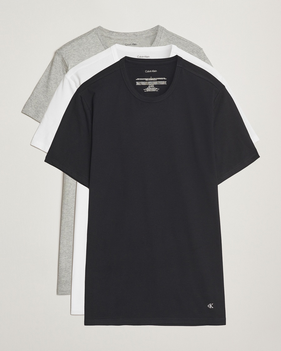 Heren | Calvin Klein | Calvin Klein | 3-Pack Cotton Stretch Crew Neck T-Shirt White/Black/Grey