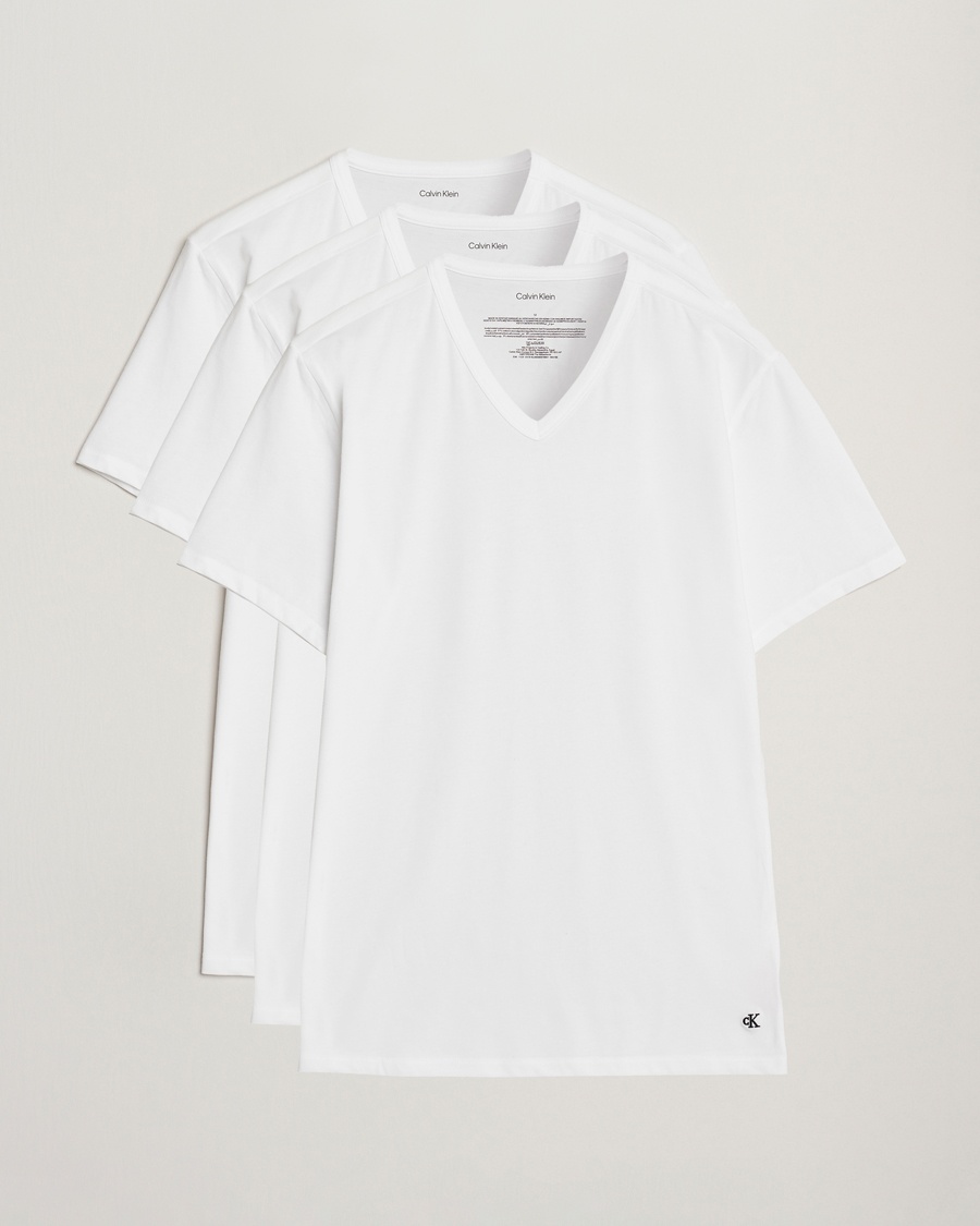Heren |  | Calvin Klein | 3-Pack Cotton Stretch V-Neck T-Shirt White