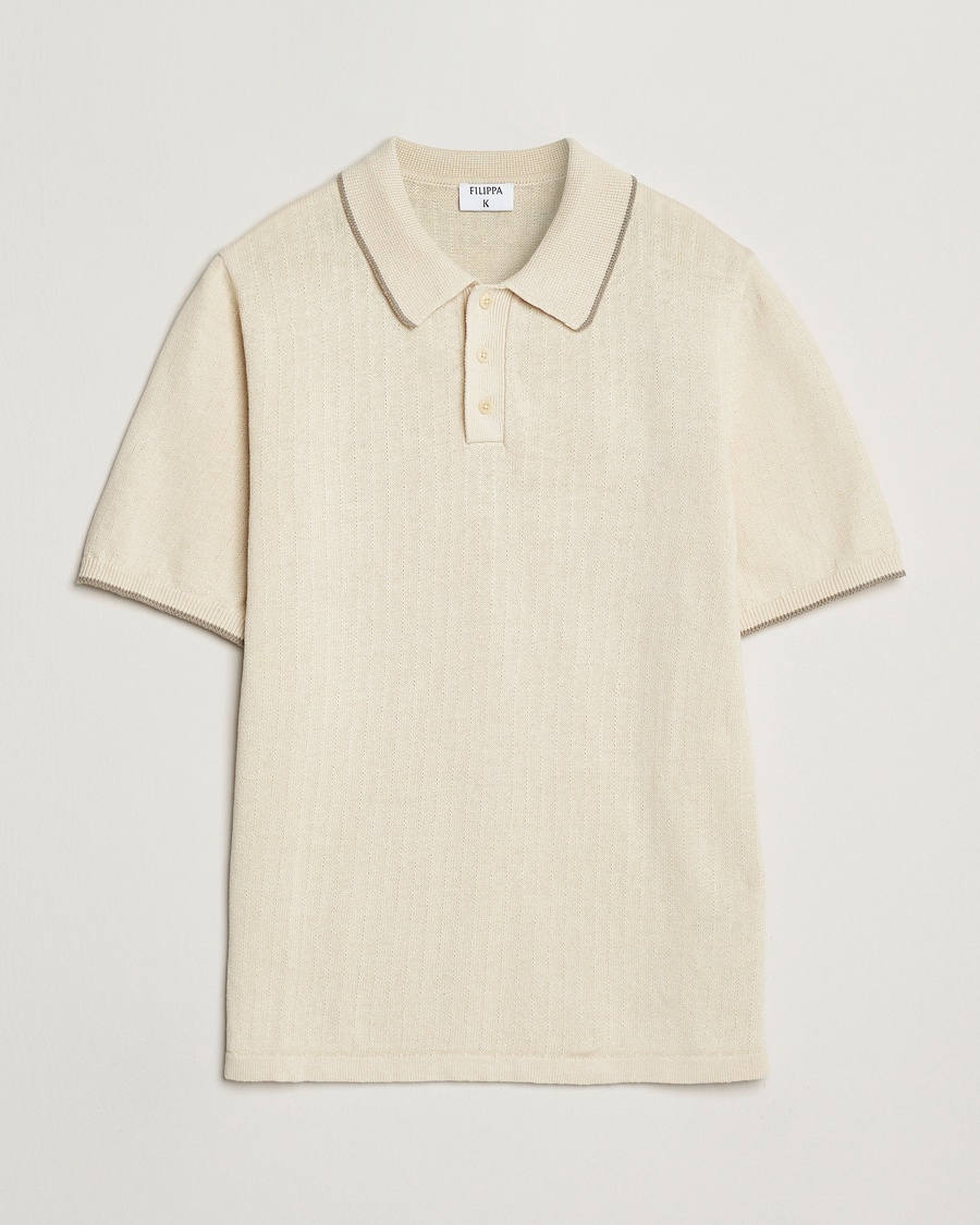 Heren | Nieuws | Filippa K | Linen Cotton Knitted Polo Cream White