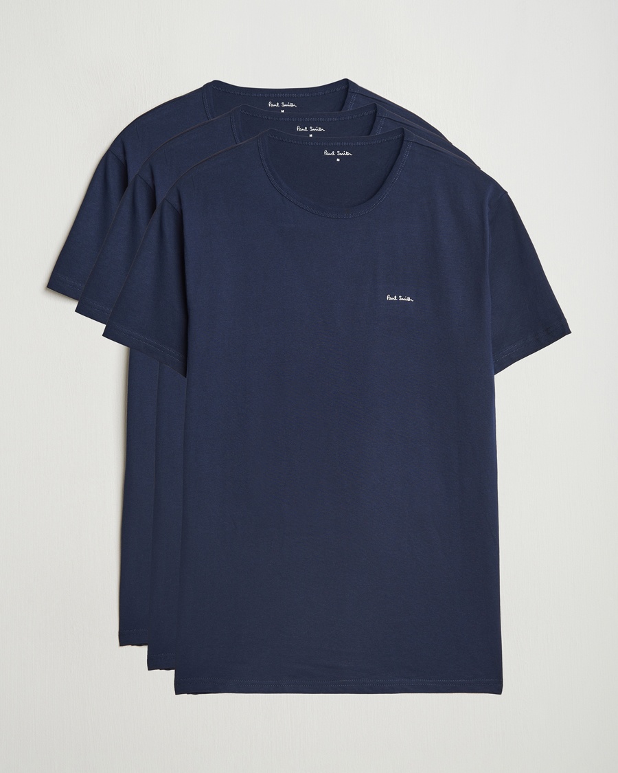 Paul Smith 3-Pack Crew Neck T-Shirt Navy – Blauw