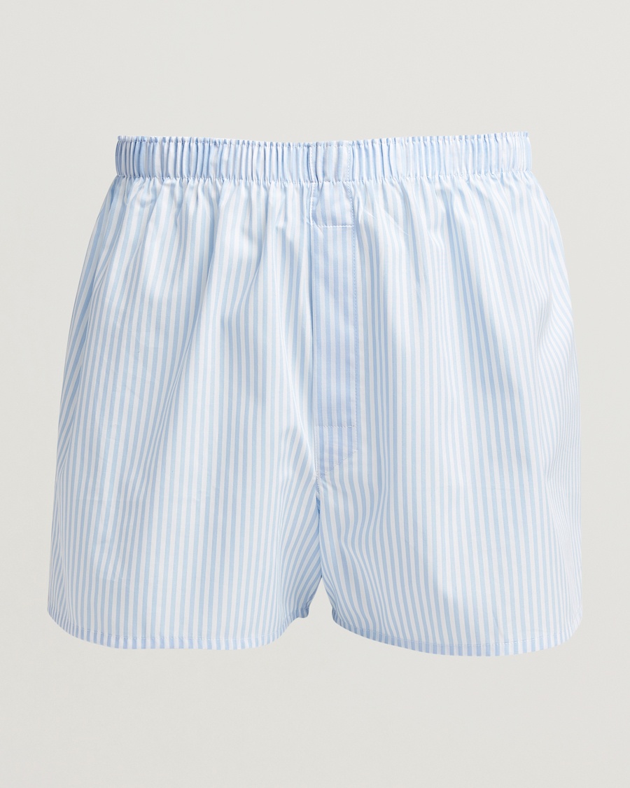 Sunspel Classic Woven Cotton Boxer Shorts Light Blue – Blauw