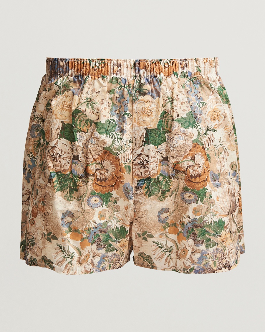 Heren | | Sunspel | Printed Woven Cotton Boxer Shorts Parchment Floral