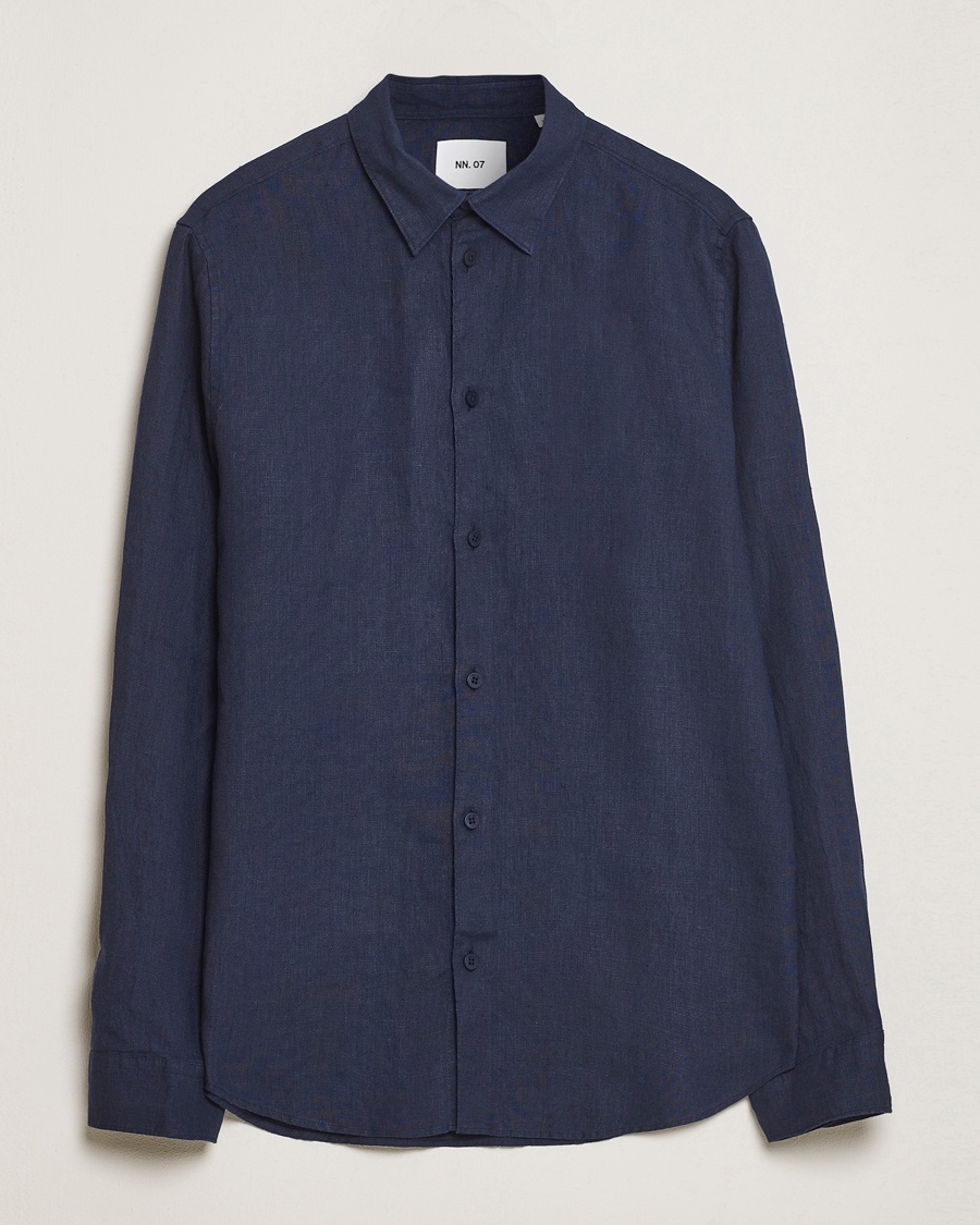 NN07 Enzo Linen Shirt Navy Blue – Blauw