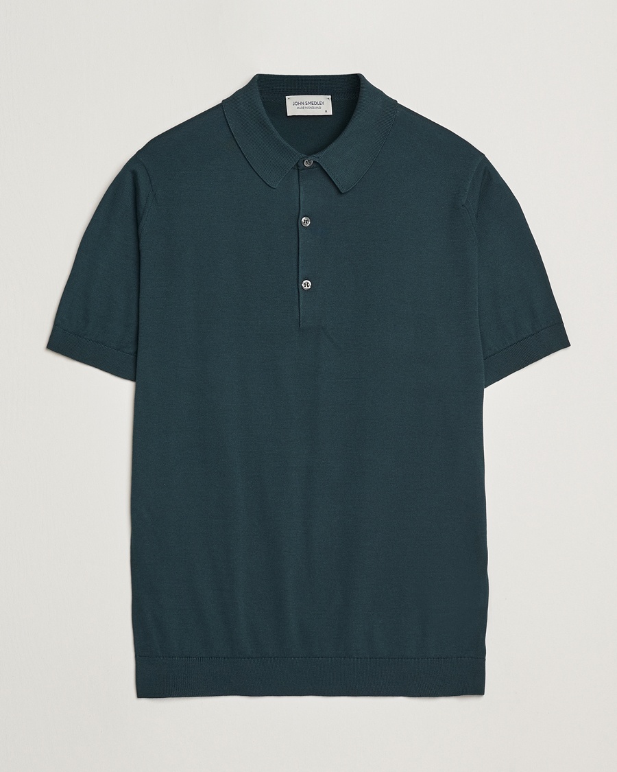 John Smedley Adrian Slim Fit Sea Island Polo Rain Forest – Groen