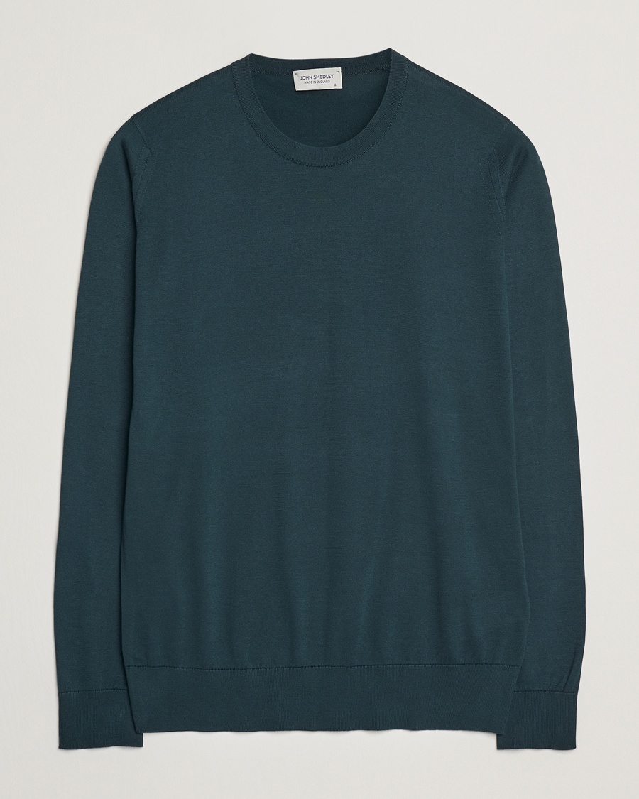 John Smedley Rowland Sea Island Crew Neck Pullover Rain Forest – Groen