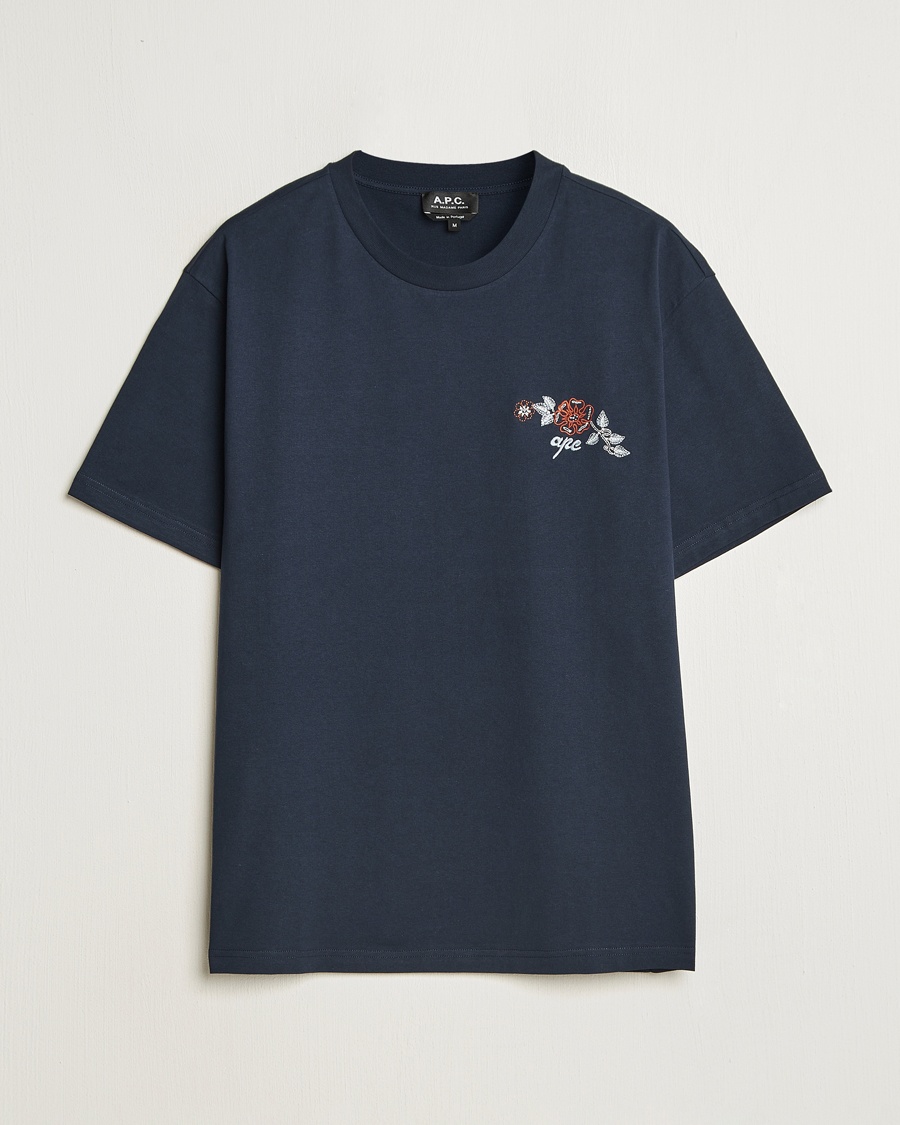 Heren | T-shirts | A.P.C. | Oscar Embroidered T-Shirt Dark Navy