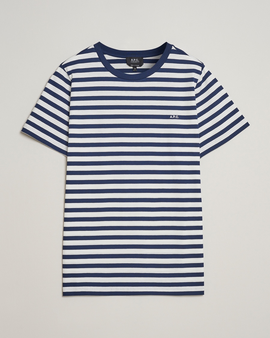 A.P.C. Striped T-Shirt Navy/White – Blauw
