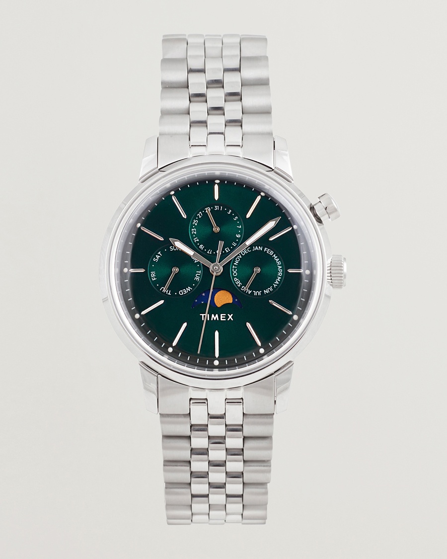 Timex Marlin Moon Phase Quartz Steel 40mm Green Dial – Groen