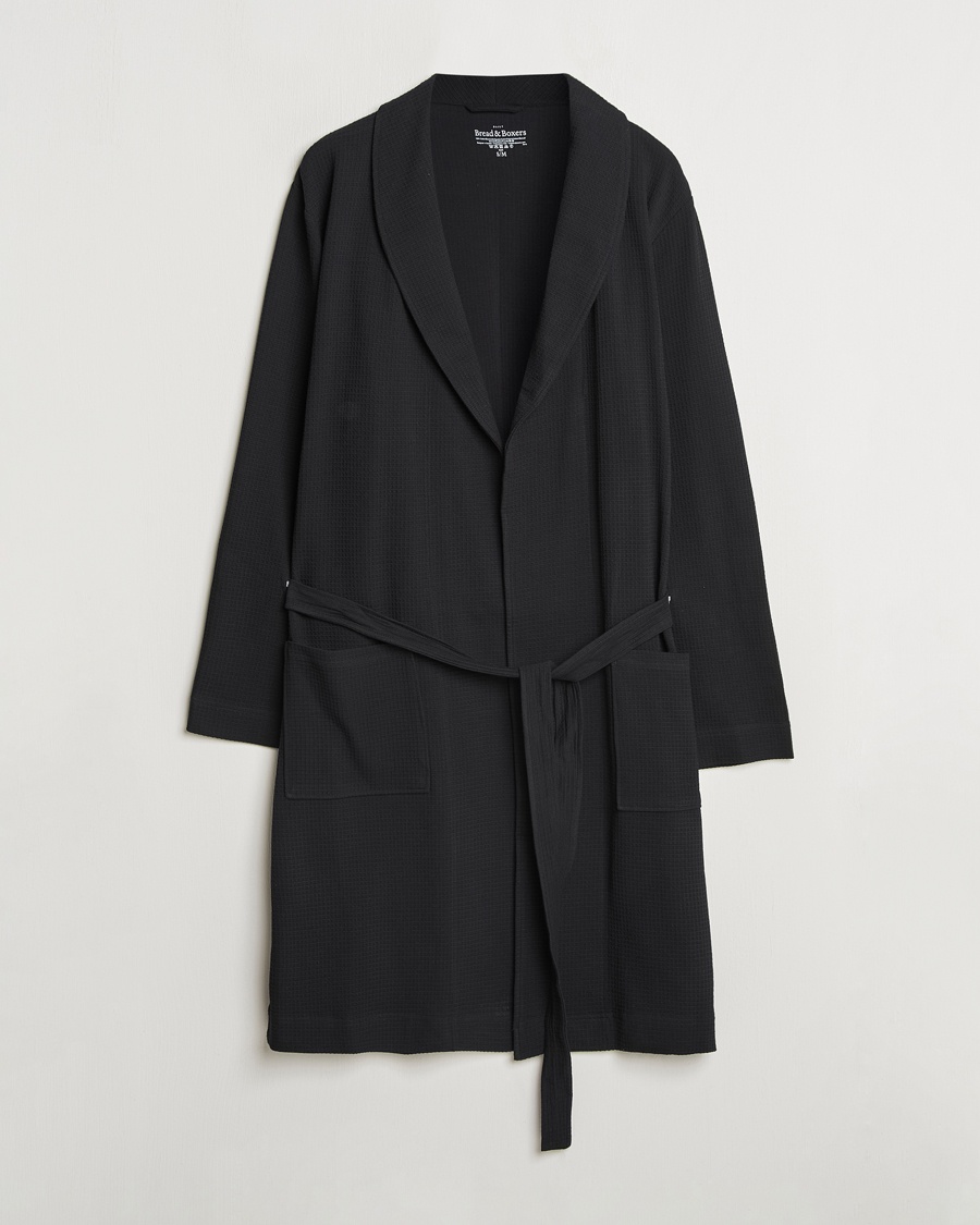 Bread & Boxers Waffle Robe Black – Zwart