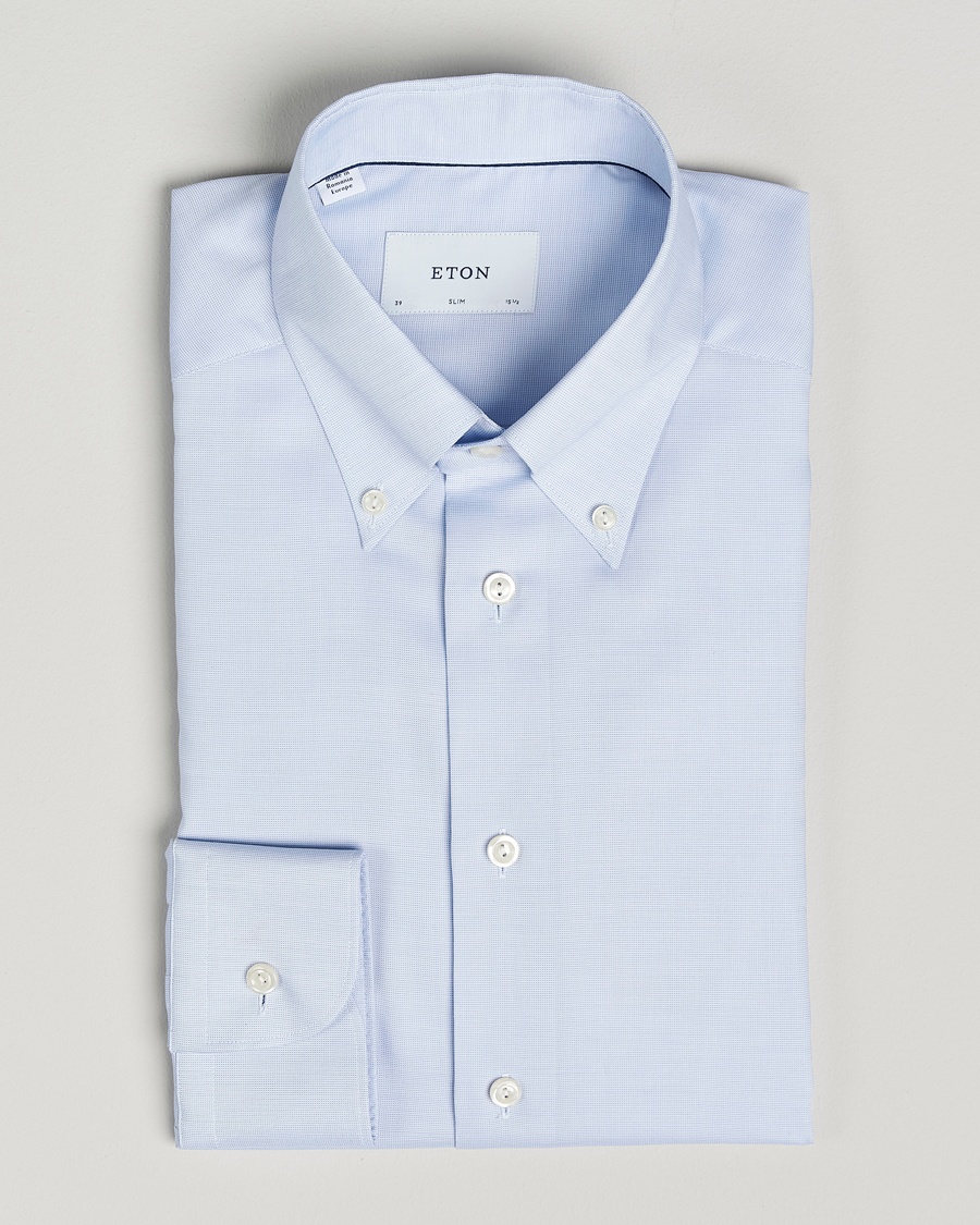 Heren | Loyaliteitsaanbieding | Eton | Slim Fit Wrinkle Free Oxford Shirt Light Blue