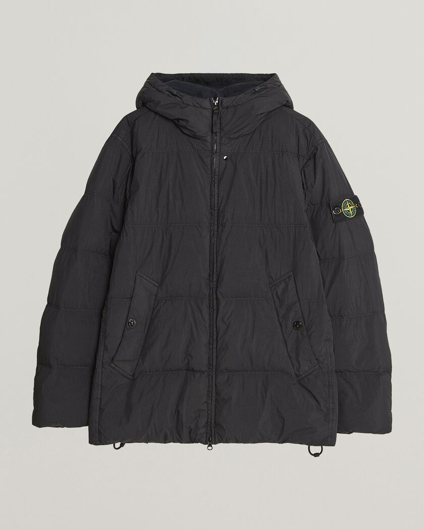 Stone Island Crinkle Reps Padded Hood Down Jacket Black – Zwart