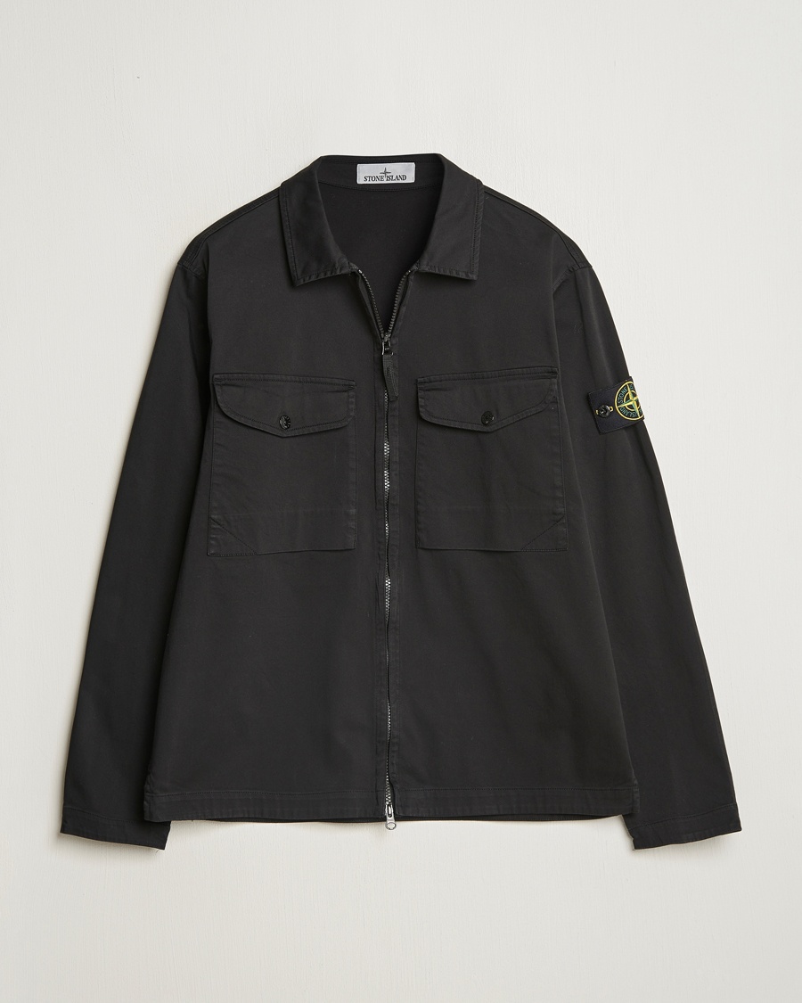 Heren | | Stone Island | Cotton Stretch Zip Overshirt Black