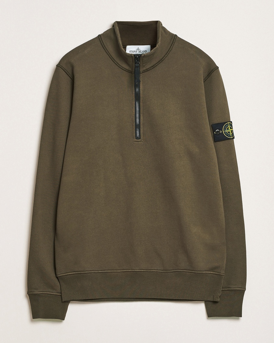 Heren | | Stone Island | Garment Dyed Fleece Half Zip Military Green