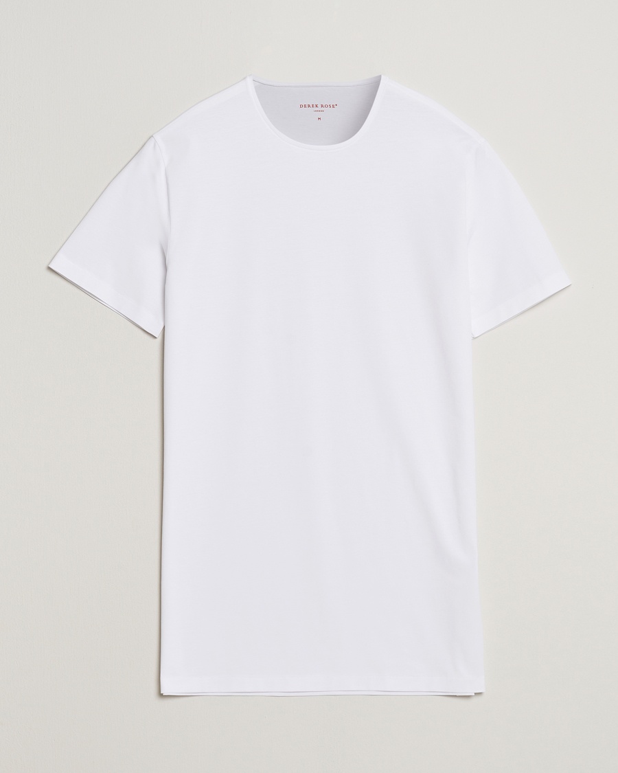 Derek Rose Pima Cotton Crew Neck T-Shirt White – Wit