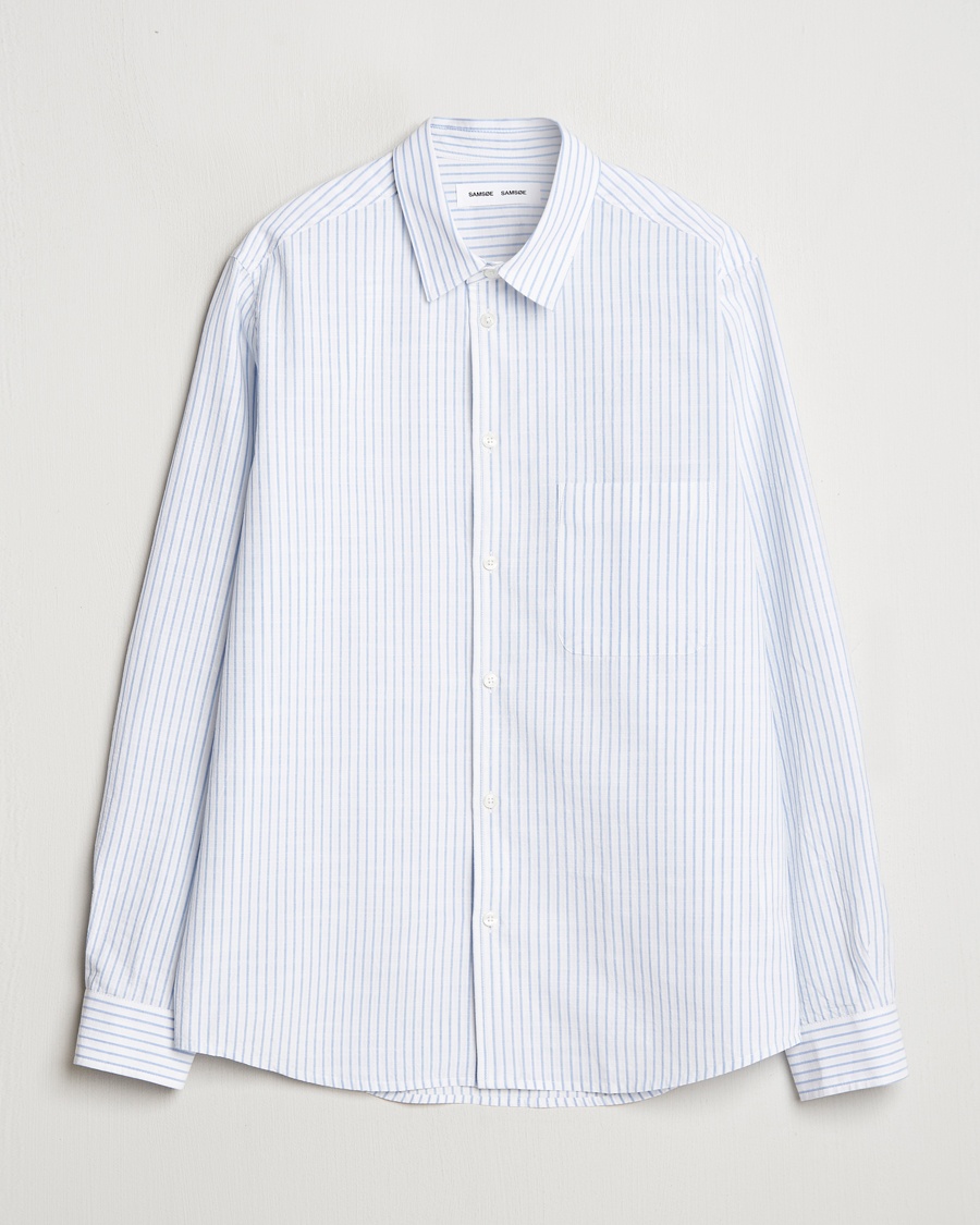 Heren | Business & Beyond | Samsøe Samsøe | Ryan Cotton Striped Shirt Blue/White