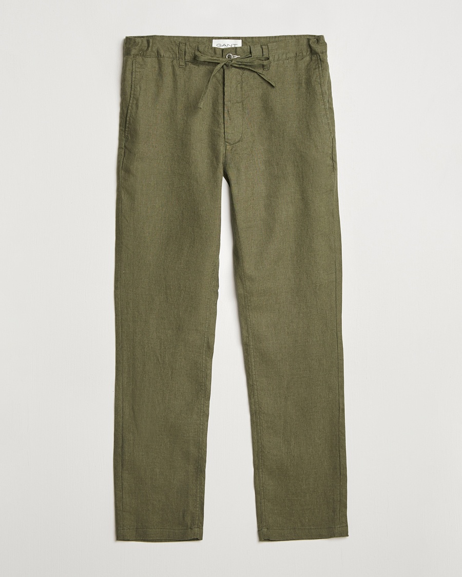 Gant Relaxed Linen Drawstring Pants Juniper Green – Groen