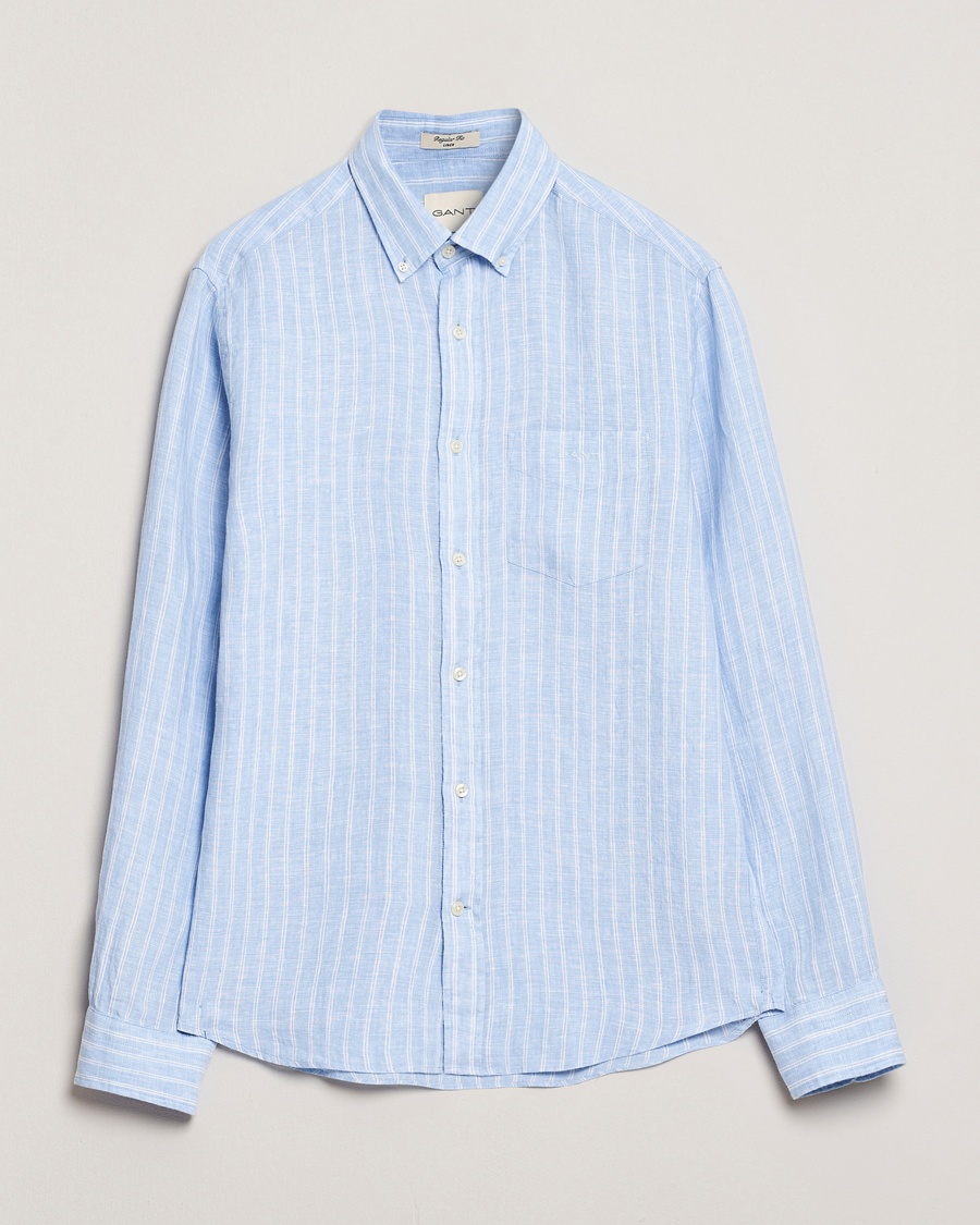  Regular Fit Linen Striped Shirt Capri Blue