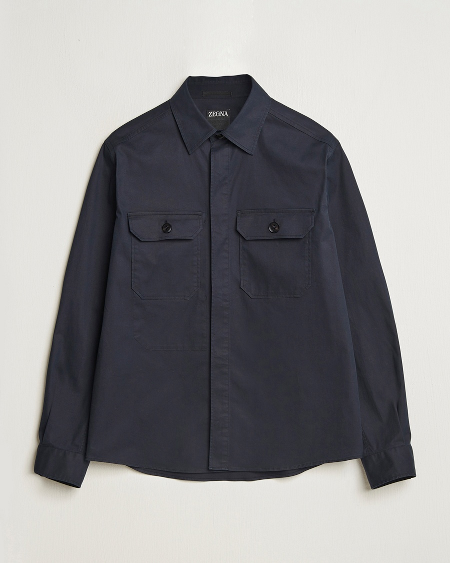 Heren | Luxury Classics | Zegna | Premium Cotton Overshirt Navy