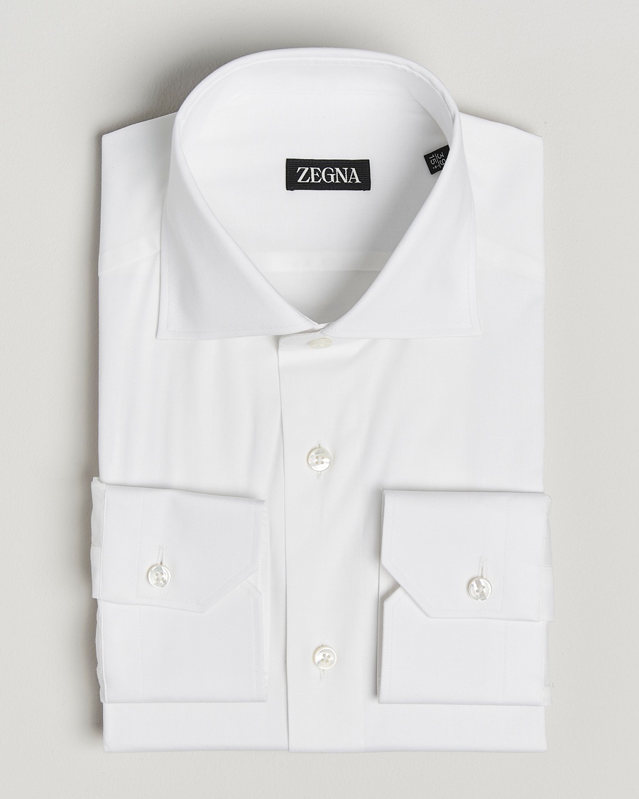 Zegna Slim Fit Cotton Dress Shirt White – Wit