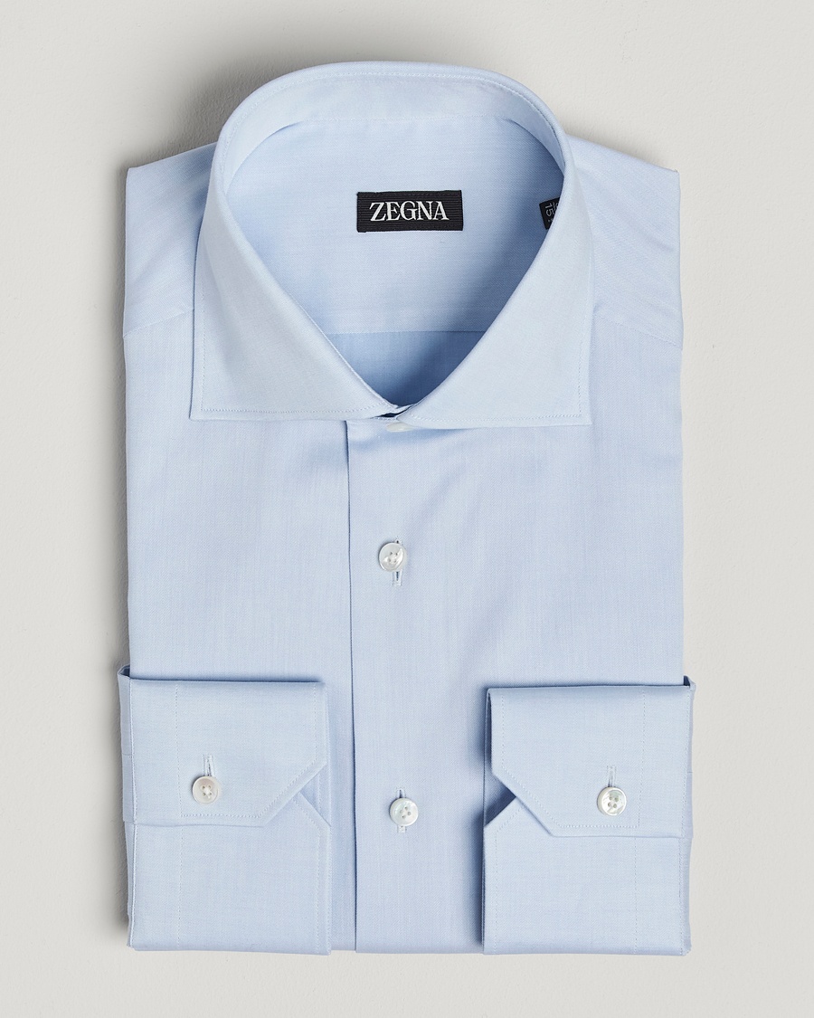 Zegna Slim Fit Cotton Dress Shirt Light Blue – Blauw