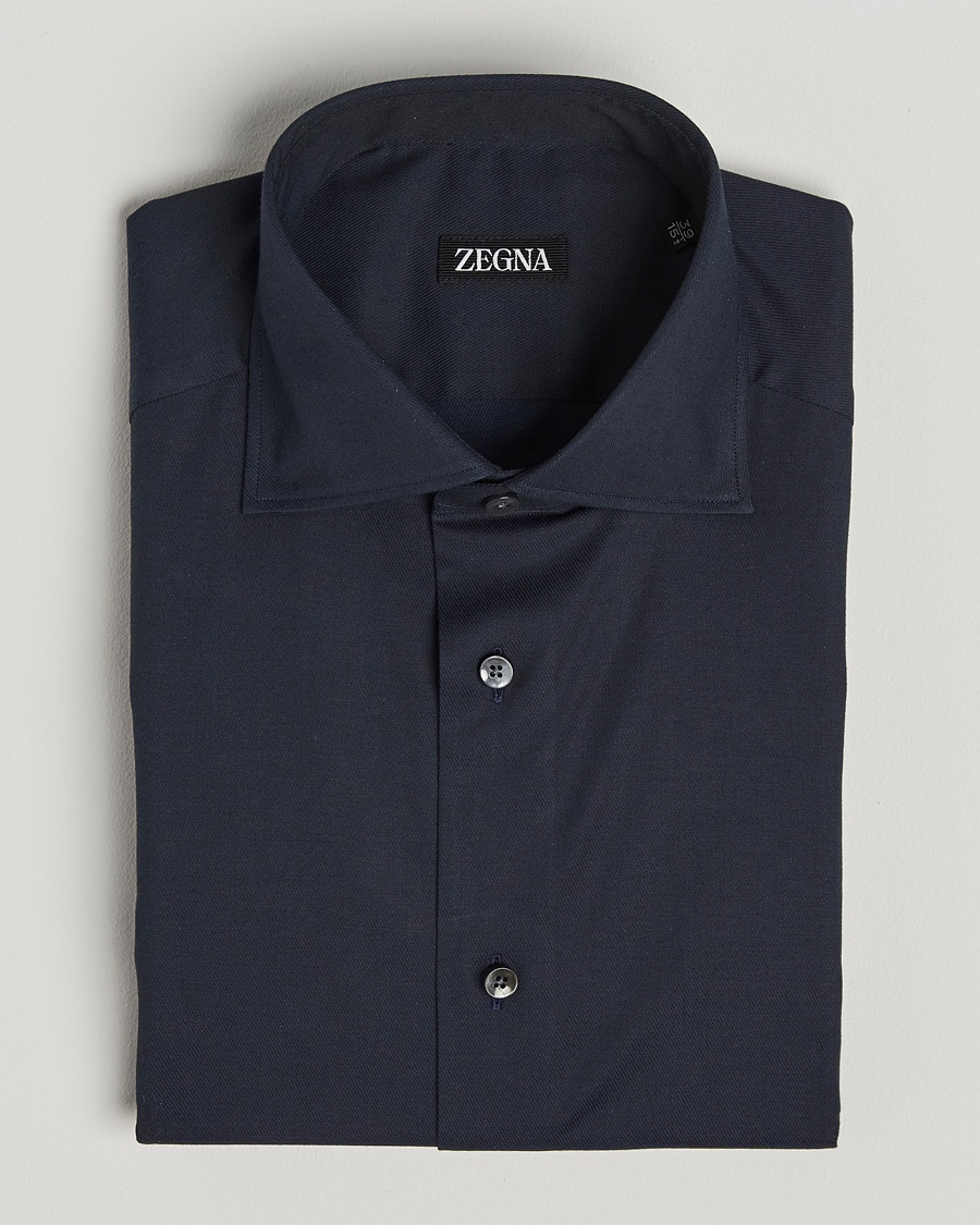 Heren | Donker pak | Zegna | Slim Fit Stretch Cotton Dress Shirt Navy