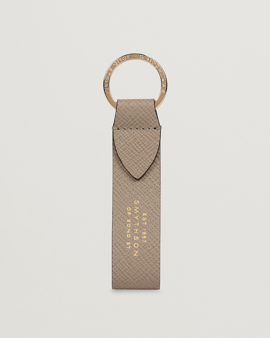 Heren | | Smythson | Panama Leather Keyring Sandstone
