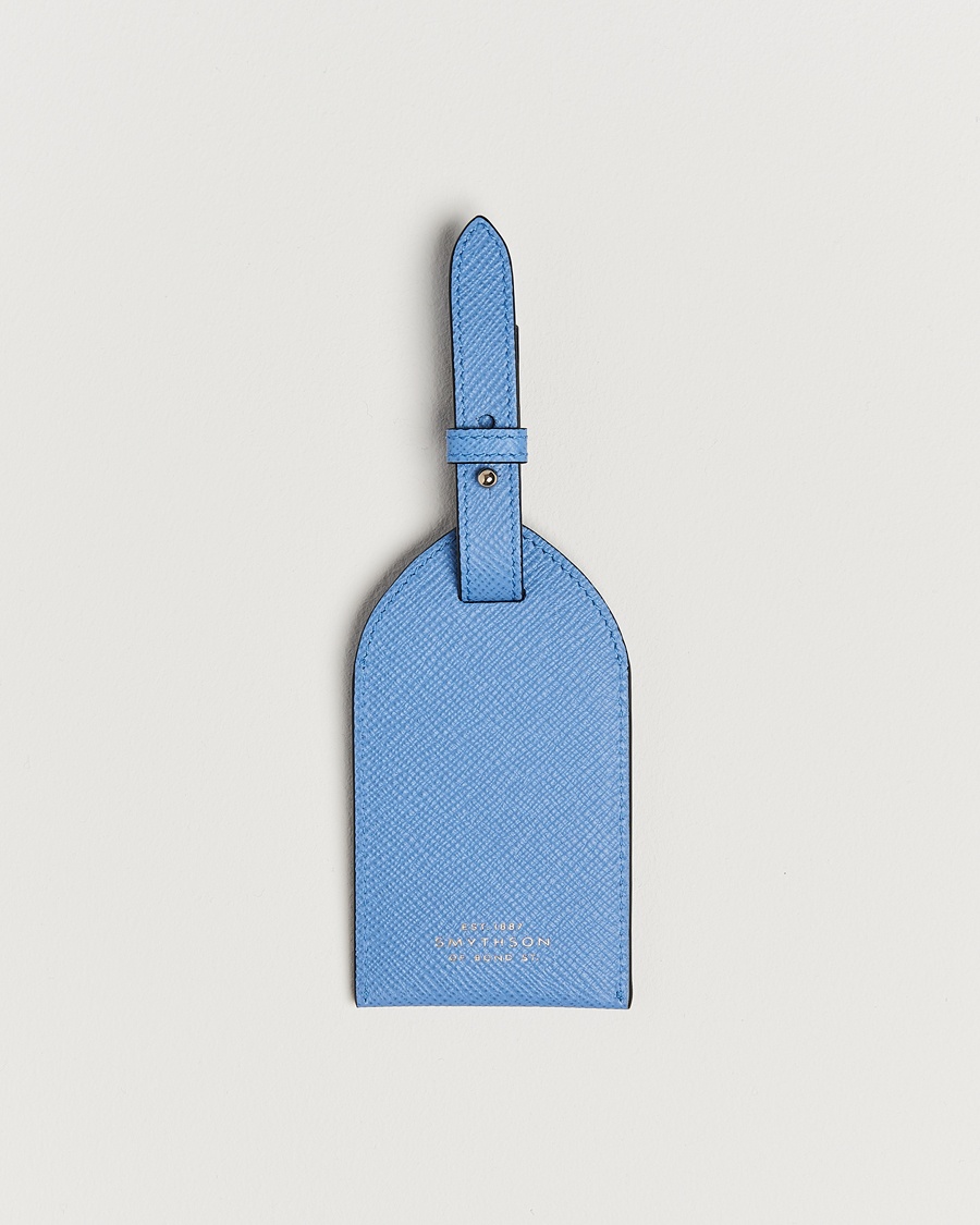 Smythson Panama Luggage Tag Nile Blue – Blauw