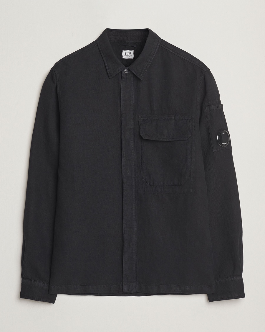 Heren | Overhemden | C.P. Company | Broken Linen/Cotton Overshirt Black