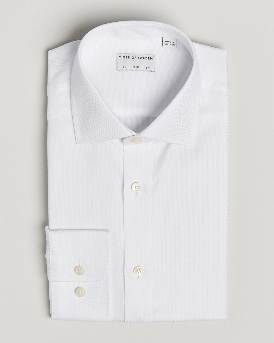Tiger of Sweden Adley Structured Slim Fit Cut Away Shirt White – Wit