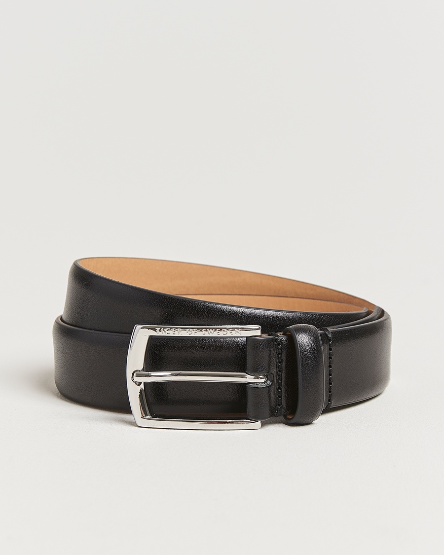 Tiger of Sweden Asenby Leather 3 cm Belt Black – Zwart