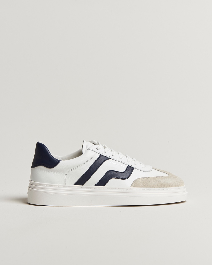 Heren | Loyaliteitsaanbieding | GANT | Cuzmoon Leather Sneaker White/Marine