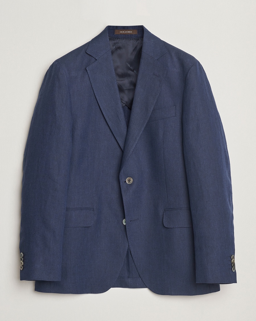 Oscar Jacobson Ferry Soft Linen Blazer Navy – Blauw