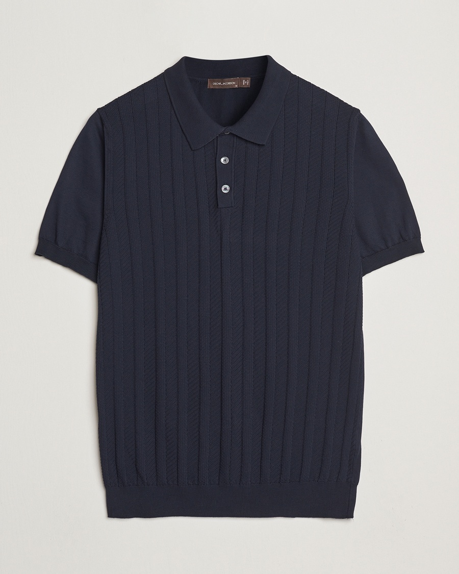 Oscar Jacobson Barto Structured Cotton Polo Navy – Blauw