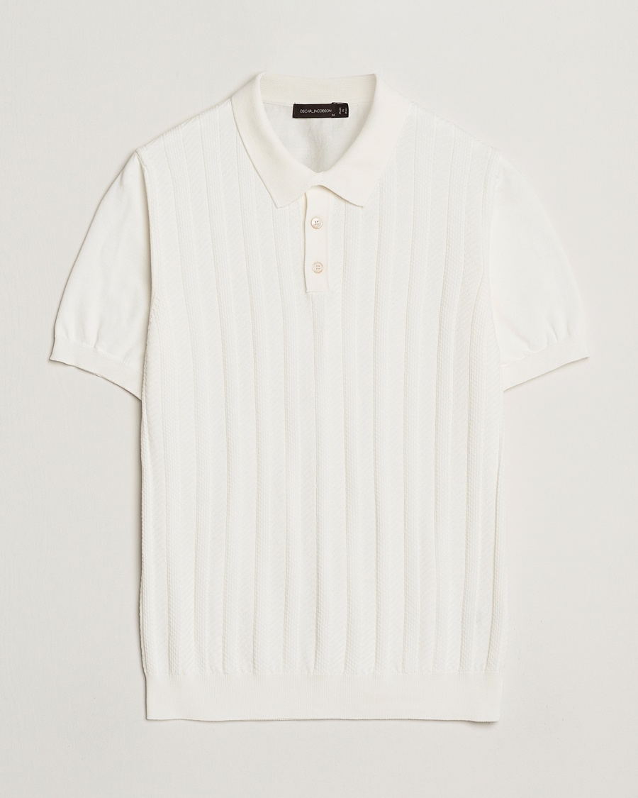 Oscar Jacobson Barto Structured Cotton Polo Snow White – Wit