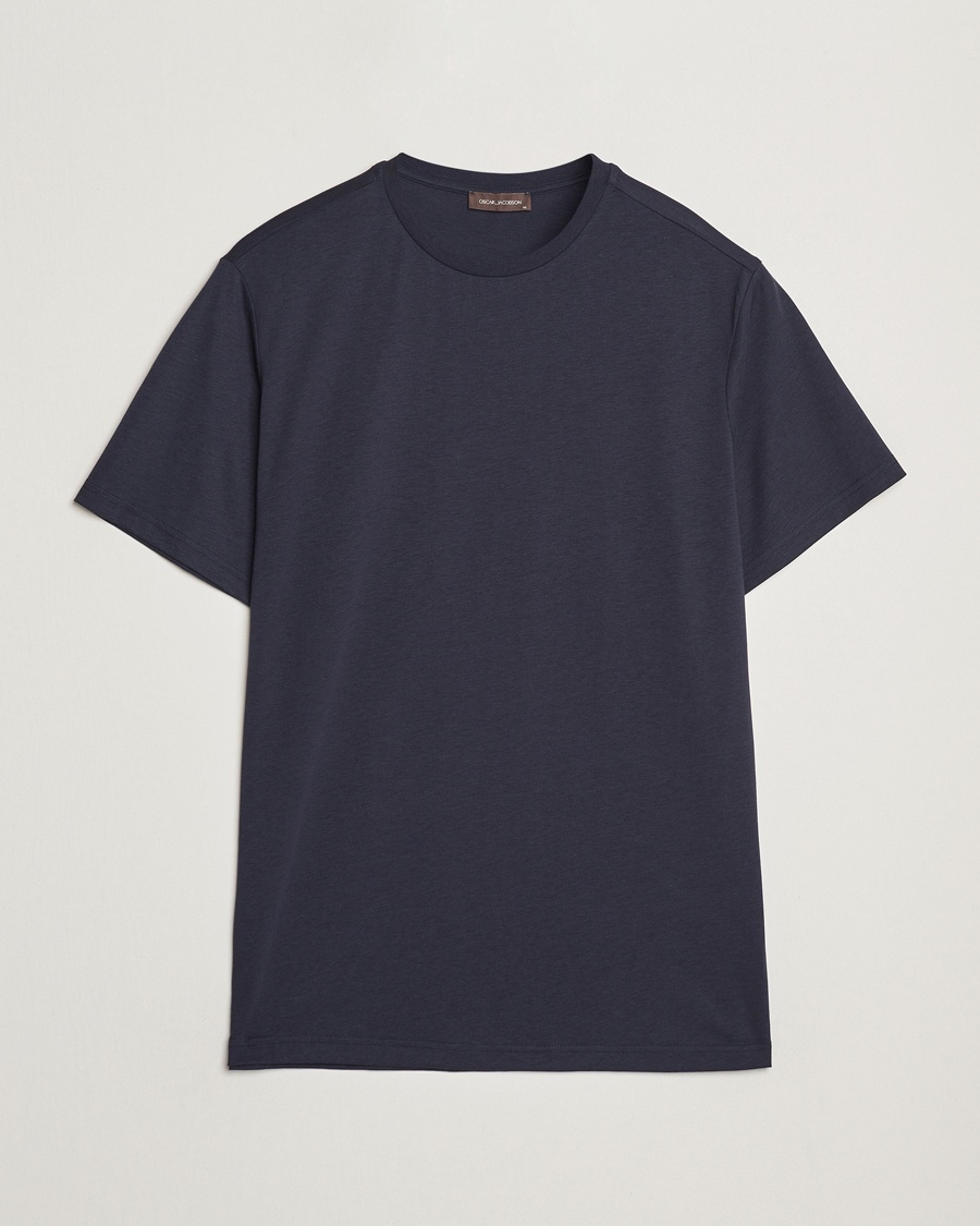 Oscar Jacobson Kim Lyocel/Cotton T-Shirt Navy – Blauw
