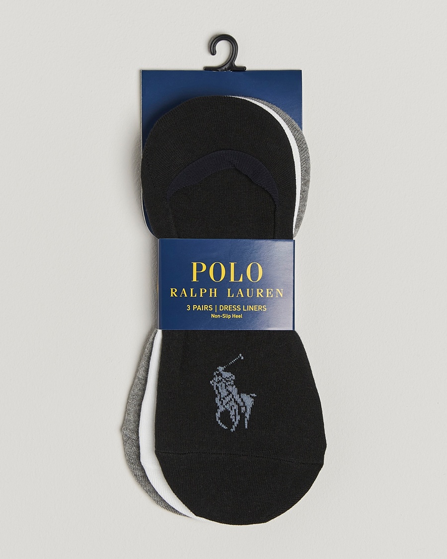 Polo Ralph Lauren 3-Pack No Show Big Pony Pony Socks Black/White/Grey – Grijs