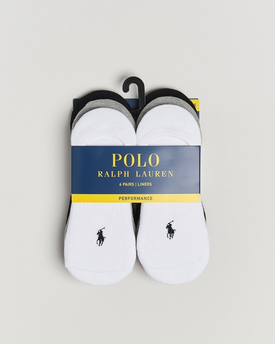 Polo Ralph Lauren 6-Pack No Show Big Pony Pony Socks Black/White/Grey – Grijs
