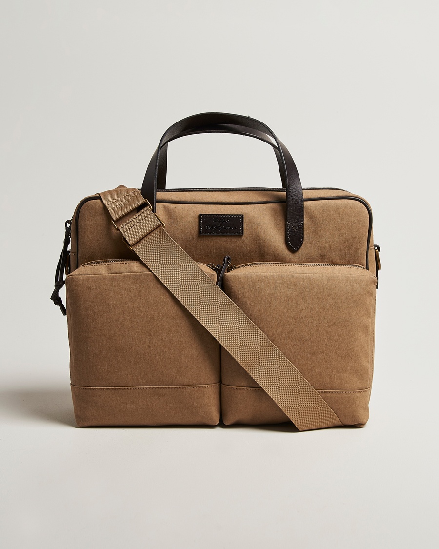 Heren | Preppy Authentic | Polo Ralph Lauren | Commuter Canvas Messenger Bag Khaki/Brown