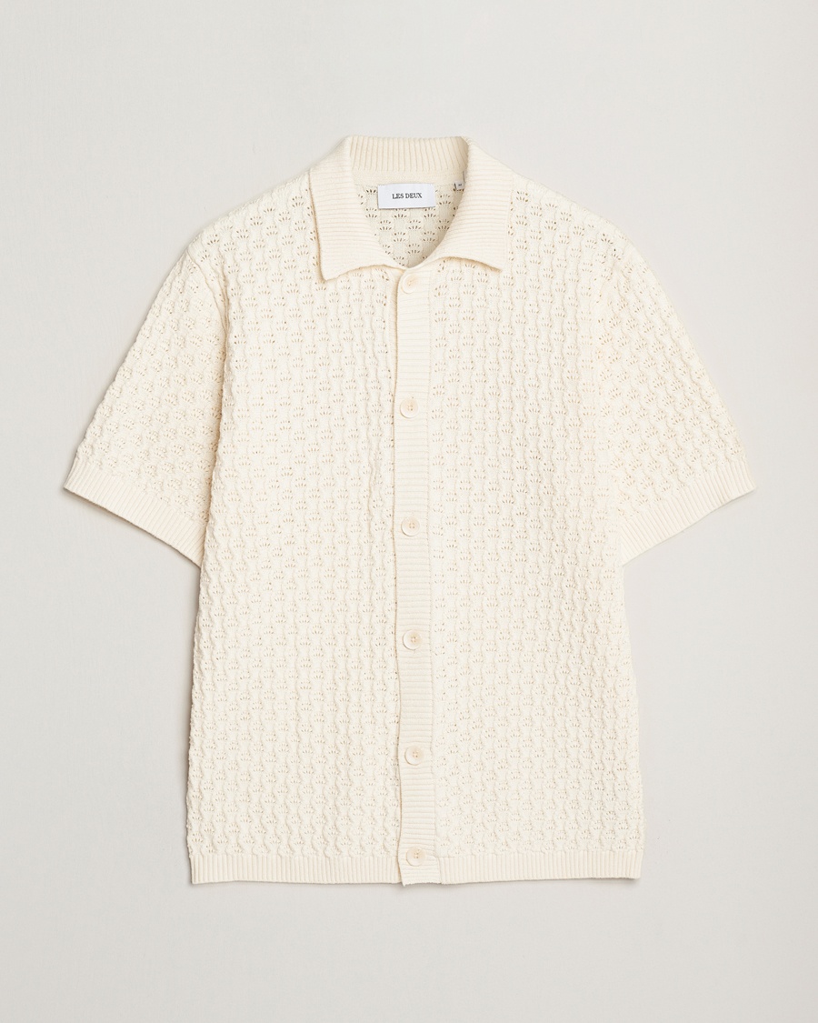 Heren | LES DEUX | LES DEUX | Gespertus Knitted Short Sleeve Shirt Ivory