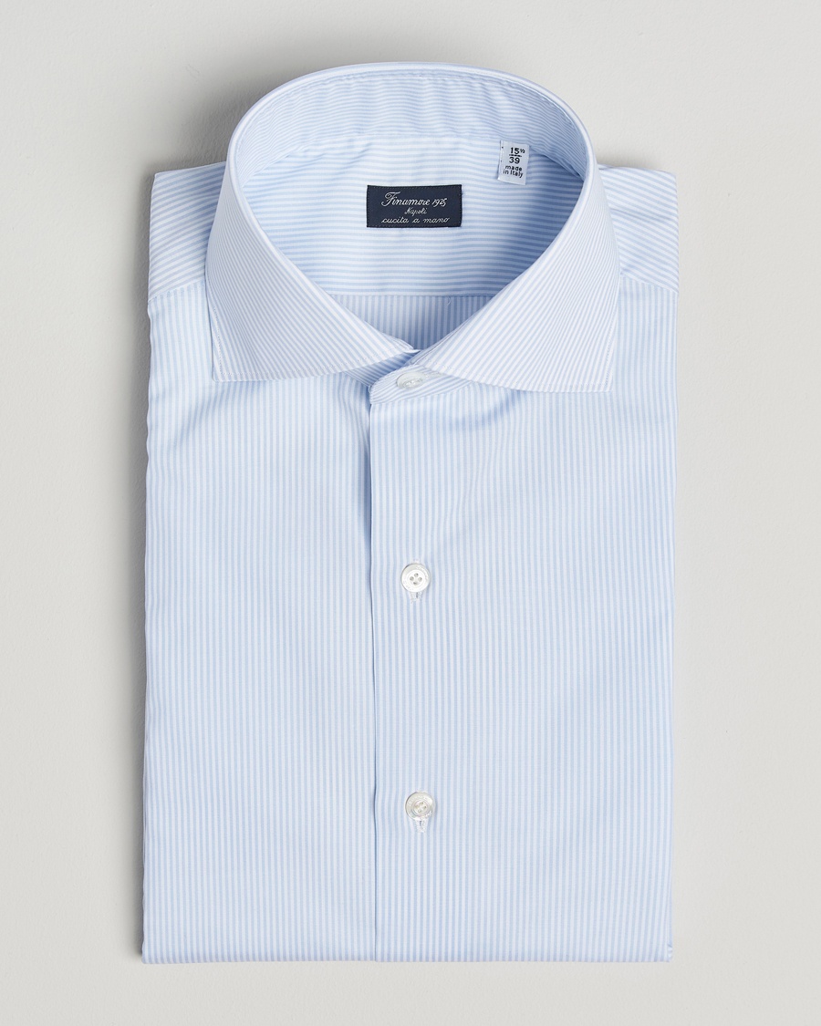 Heren | | Finamore Napoli | Milano Slim Zephyr Stripe Shirt Light Blue